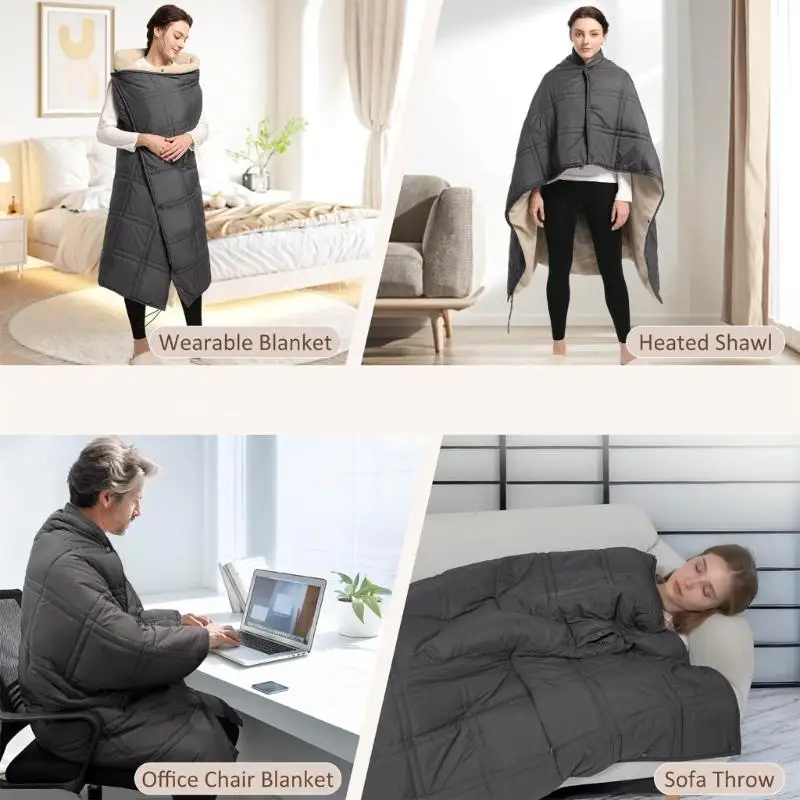 Heated Vest Electric Blanket Wearable Fleece Lined Heating Pad With Temperature For Indoor Outdoor Use Machine Washable B03E - Image 4