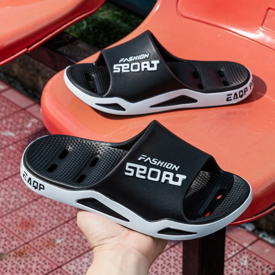 Large Size Fashion Men's Indoor Slippers Soft Sole Comfortable Home Anti-slip Wear-resistant Bathroom Outdoor Shoes Couple Shoes