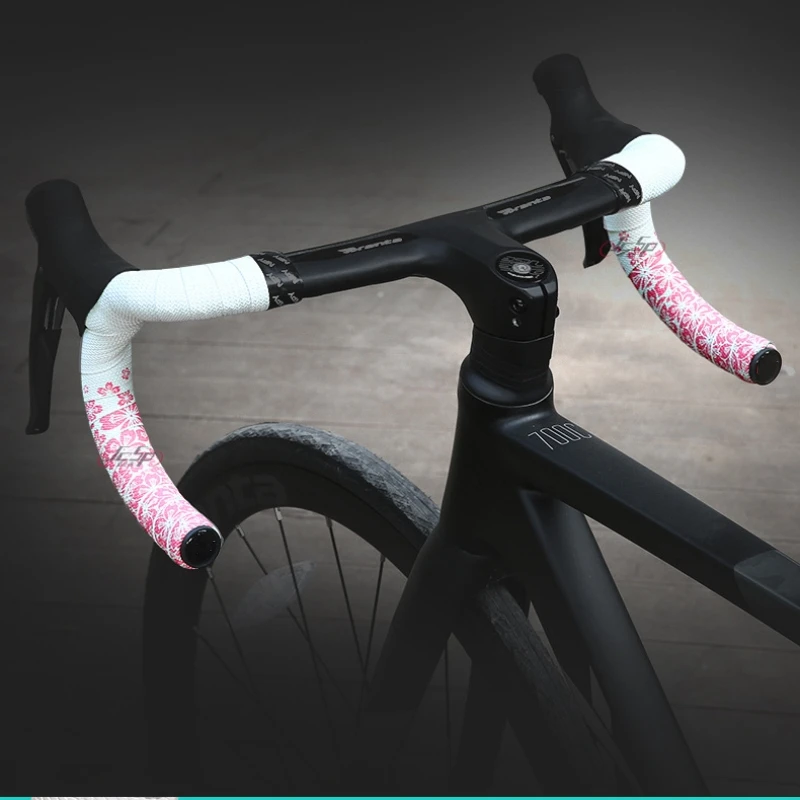 Road Bike Handlebar Tape Sakura Pattern Road Bike Grip Anti-slip Shock-absorbing Breathable Handlebar Tape Bicycle Accessories