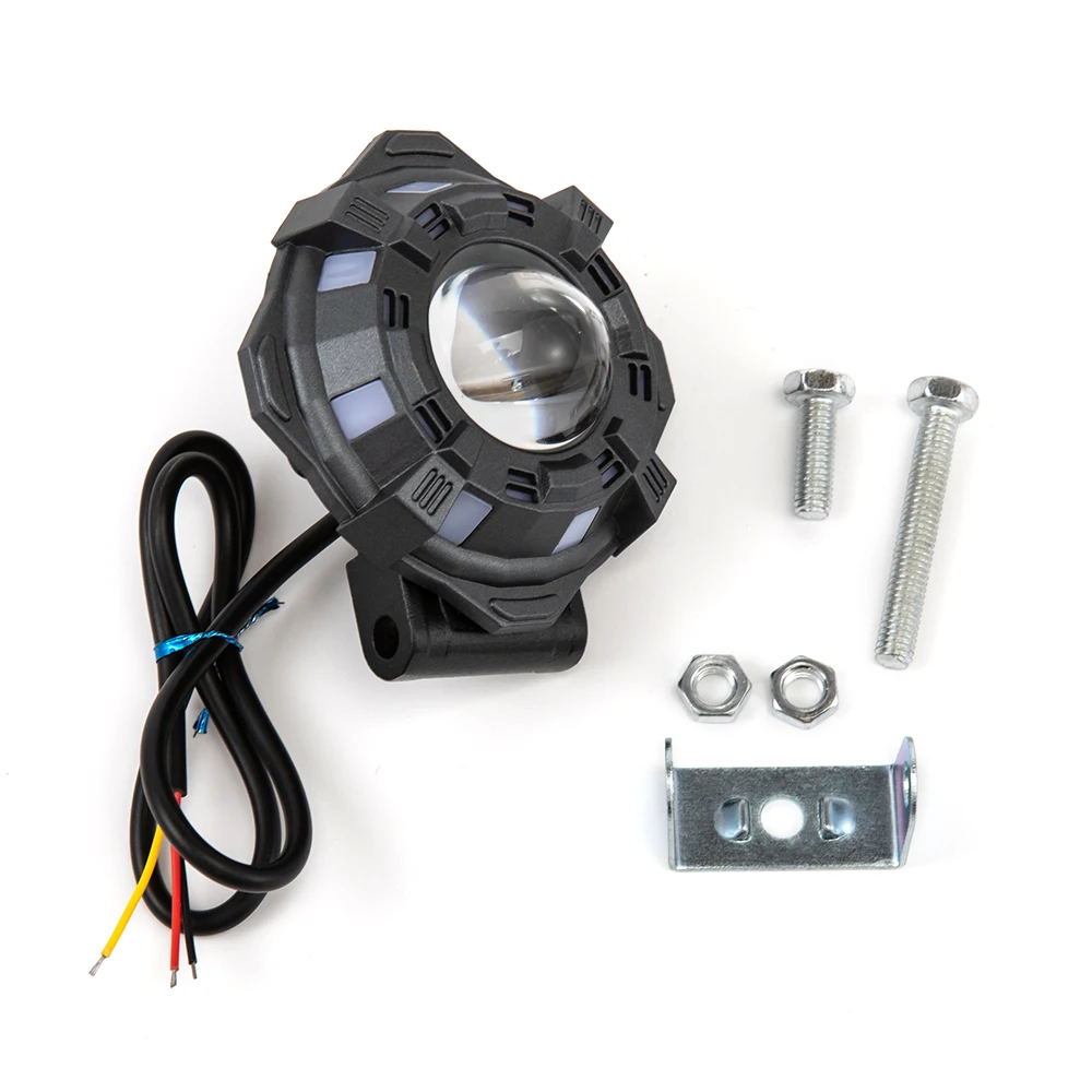 Universal 12‑24V Spotlight Motorcycle Multi‑Color Round Single Bead LED Demon‑Eye High Low Beam Super Bright Modified Lens
