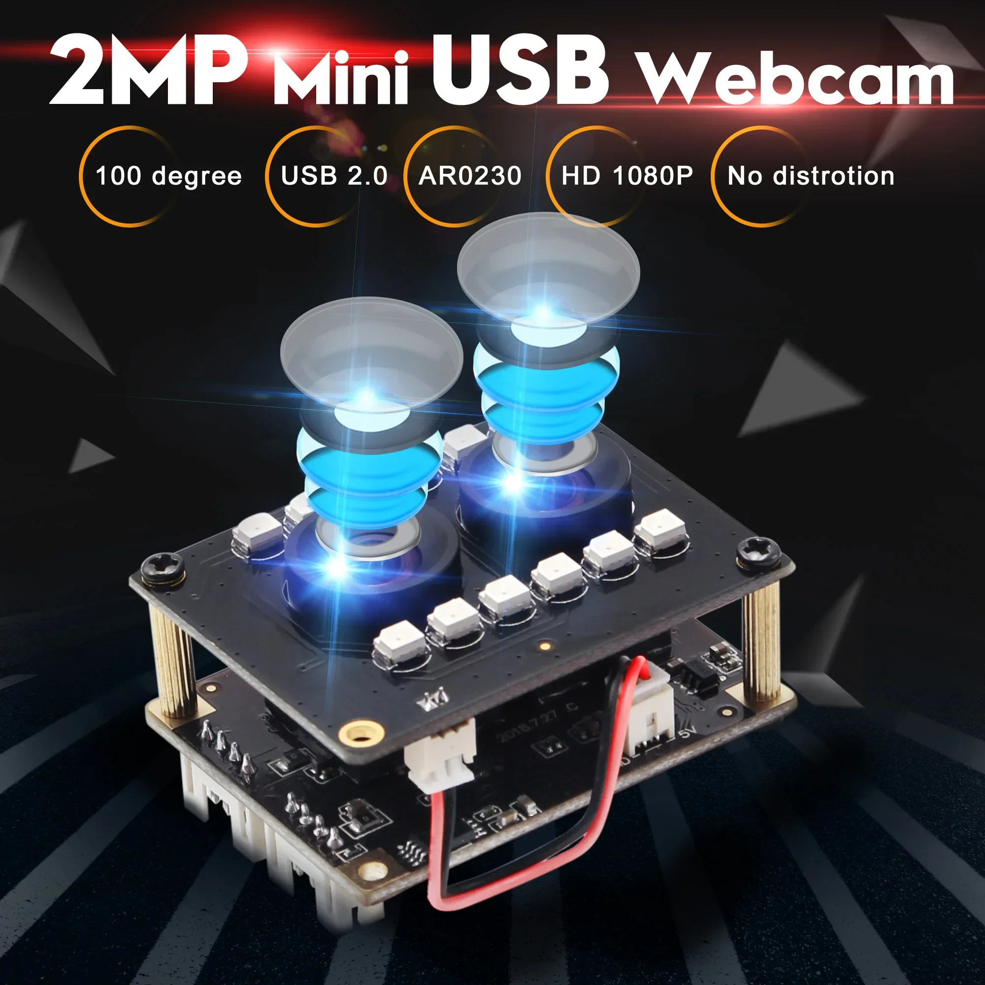 2026ELP WDR Double Lens USB Camera 2mp FHD 1080P USB Web Camera with Sensor AR0230,Day Night Webcamera with 12pcs IR Led Lights,