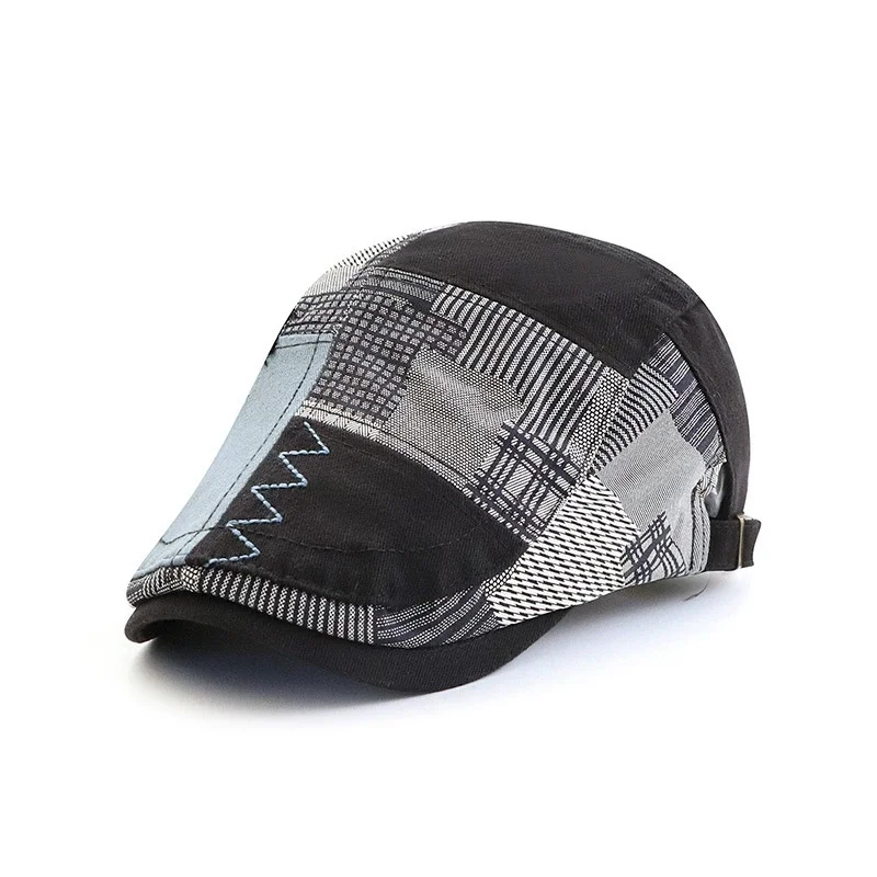 Women's Patchwork Checked Niche Baseball Cap – Summer Sun Protection; Men's Forward-Facing Cap – Fashionable and Retro