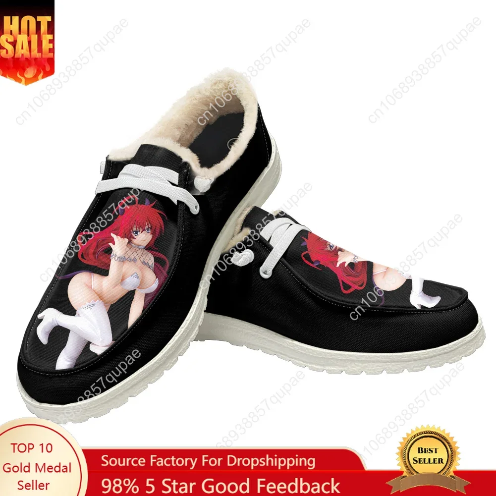 High School DxD Rias Gremory Plush Flat Shoes Cartoon Men Women Teenager Outdoor Sneakers Lightweight Shoe Custom Shoes Footwear