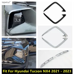 Front Fog Lamp Light Eyebrow Strip Decoration Cover Trim For Hyundai Tucson NX4 2021 - 2023 Chrome / Carbon Fiber Accessories