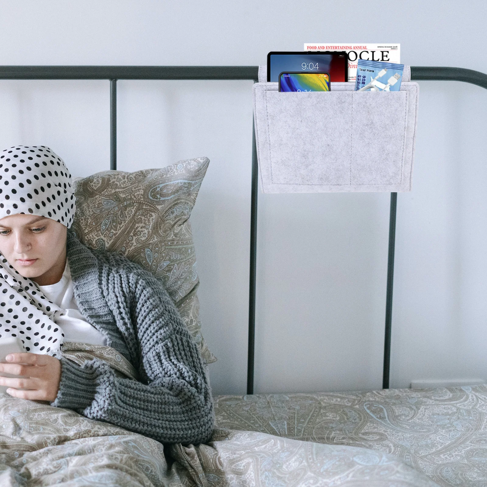 

Bedside Hanging Pouch Felt Storage Bag For Books Tablets Phone Organizer Dormitory Home Sofa Arm Sundries Container