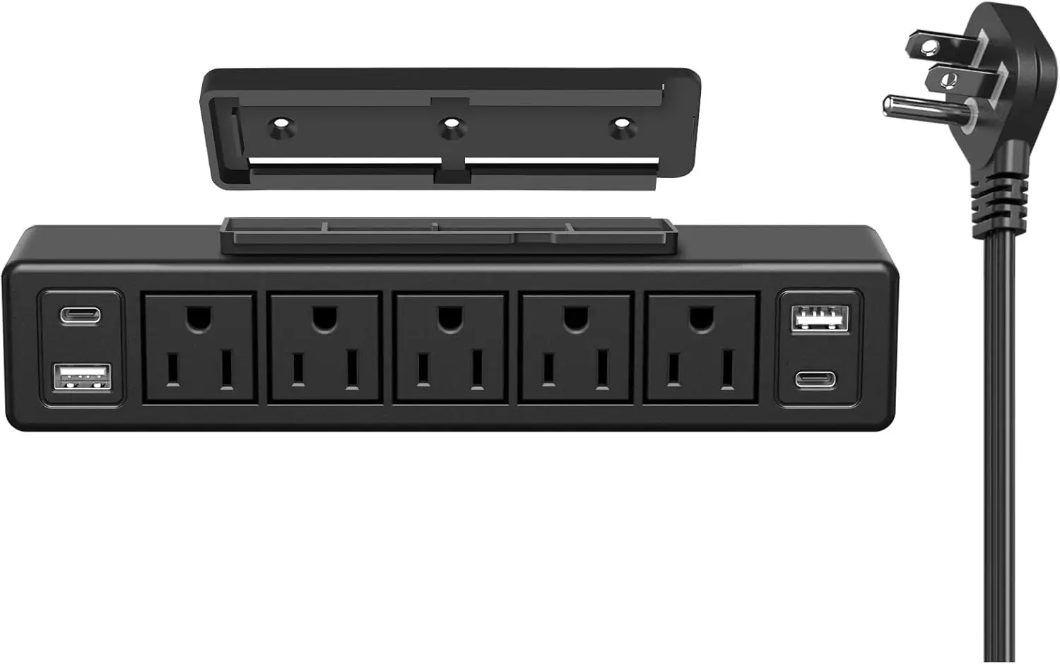 

Сетевой фильтр для установки под столом 40 Вт с быстрой зарядкой USB-C 20 Вт, защита от перенапряжения 9-в-1, 5 розеток, 2 USB-C, 2 USB-A, удлинитель 1,8 м