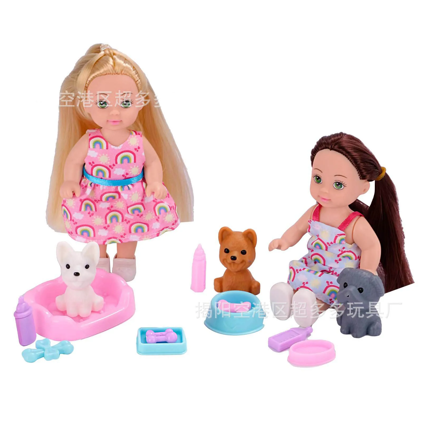 11.5CM 귀여운 소녀 공주 인형 1/12 BJD 인형 시뮬레이션 홈 침대 소파 세트 스윙 애완 동물 세트 소녀 놀이 집 액세서리 장난감