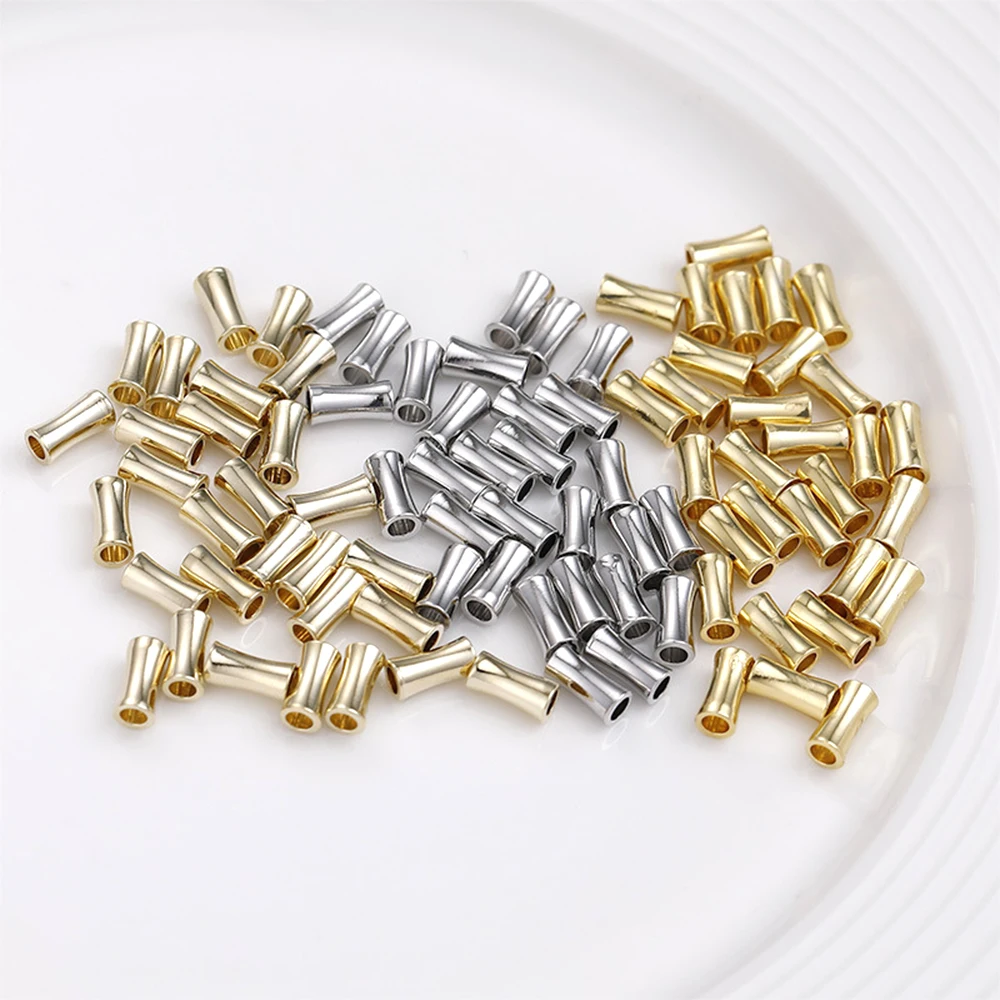 20 Pieces 3.5x7mm Copper Plated 14k Gold Bamboo Bucket Beads DIY Jewelry Making Necklace Bracelet Accessories Materials