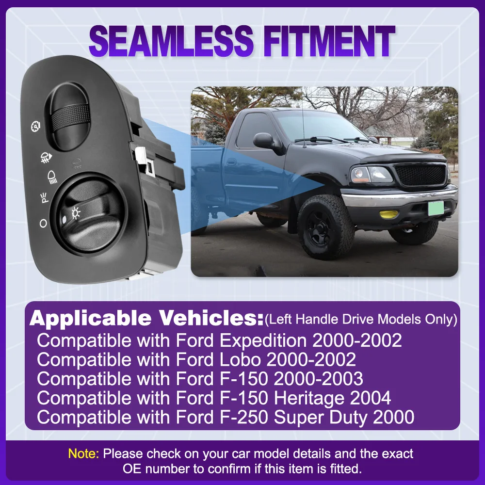 

Car Fog Lamp Headlight Control Switch for Ford Expedition 2000-2002 F-150 2000-2003 F-250 Super Duty 2000