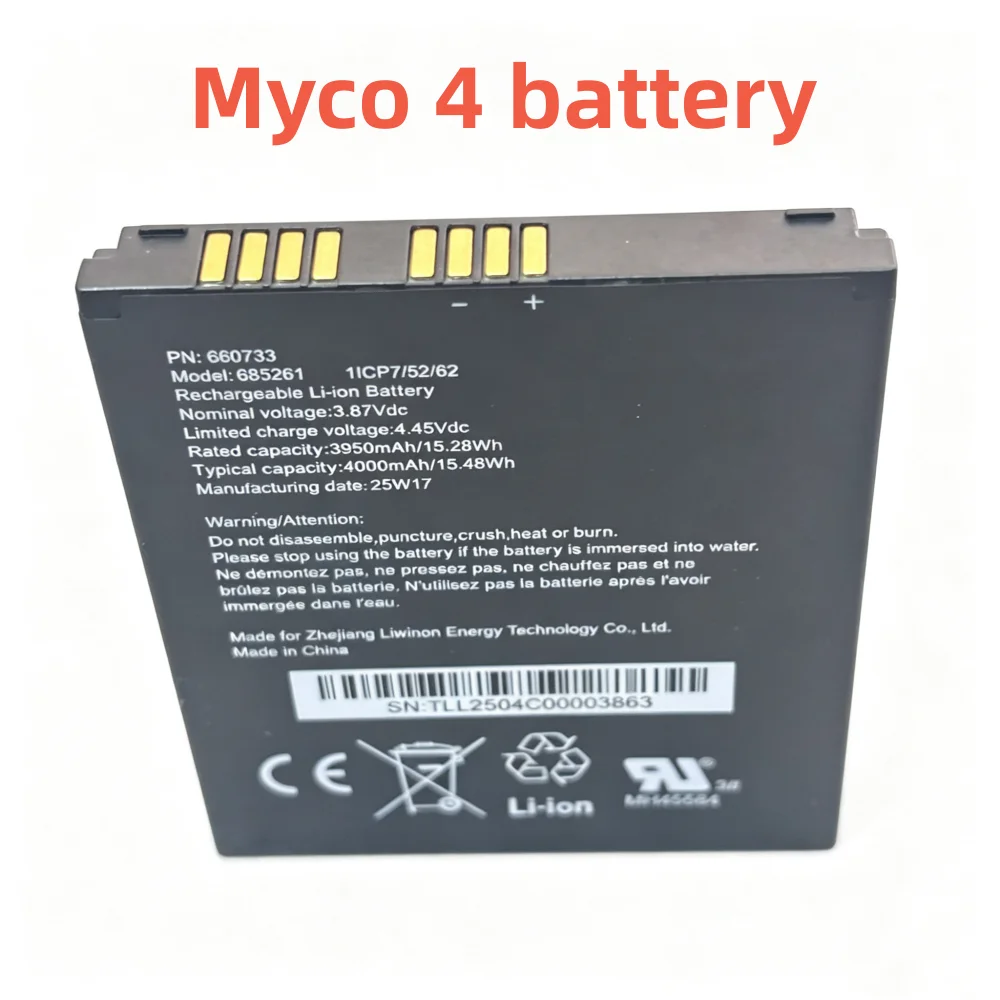 

100%Original 4000mAh 3.87V for Ascom Myco 66073 685261 4 SH4 Handheld Industrial Collector Battery