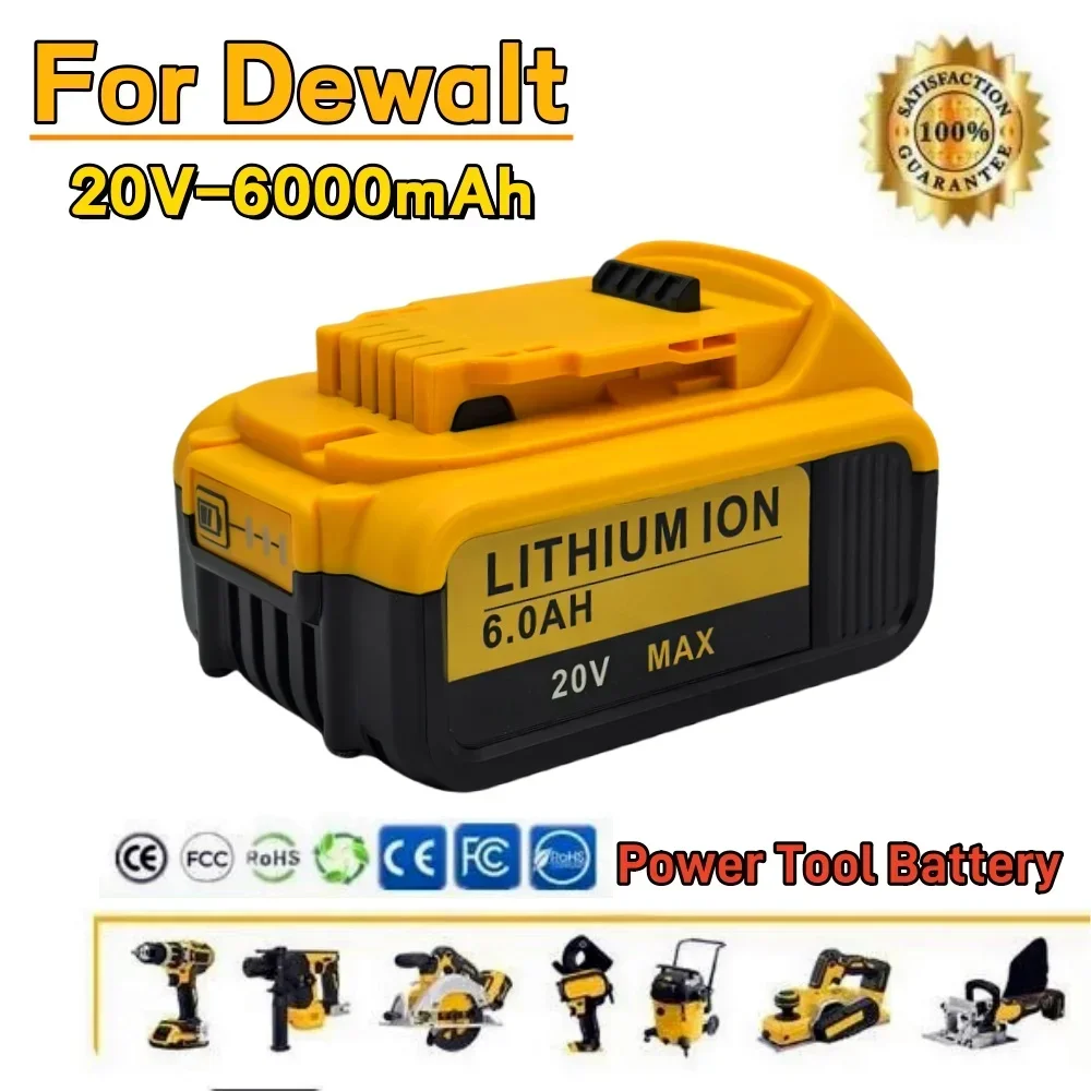 6.0Ah 20V Replacement for Dewalt 20V MAX Power Tools DCB180 DCB185 DCB184 DCB200 DCB203 DCB181 Rechargeable Lithium-ion Battery