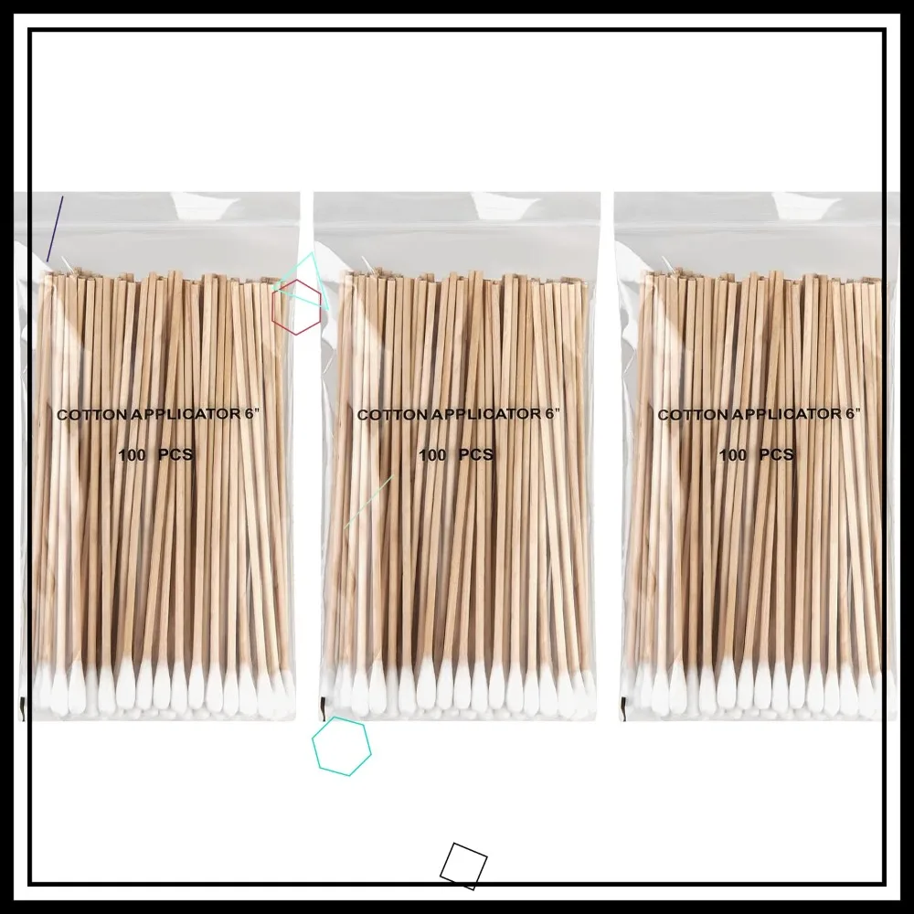 

300PCS 6" Long Cotton Swabs with Wooden Sticks for Cleaning, Makeup & Tattoo