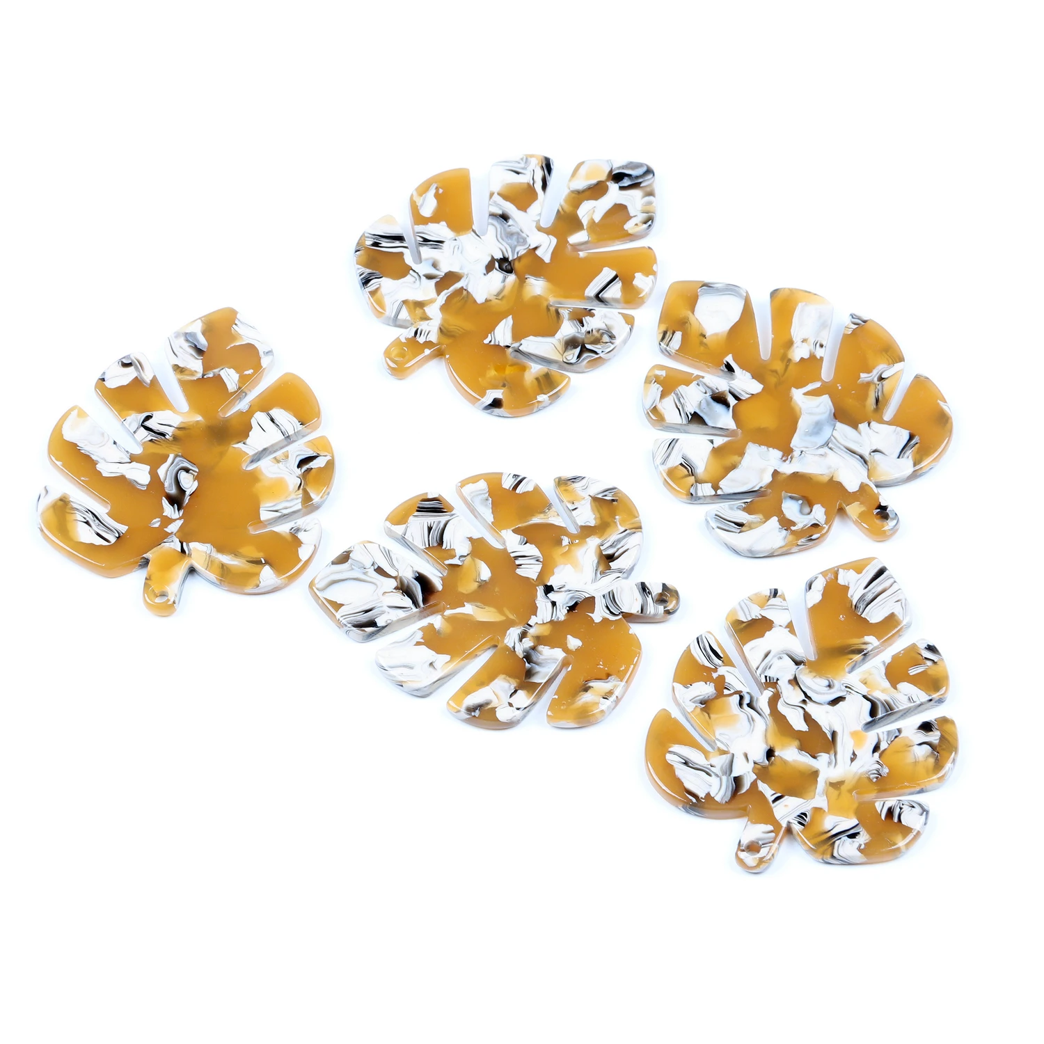Acetat-Acryl-Anhänger, Schildpatt-Charms, große Monstera-Blatt-Form, Boho-Schmuck, Ohrringteile, Ohrring-Zubehör – Detail 3