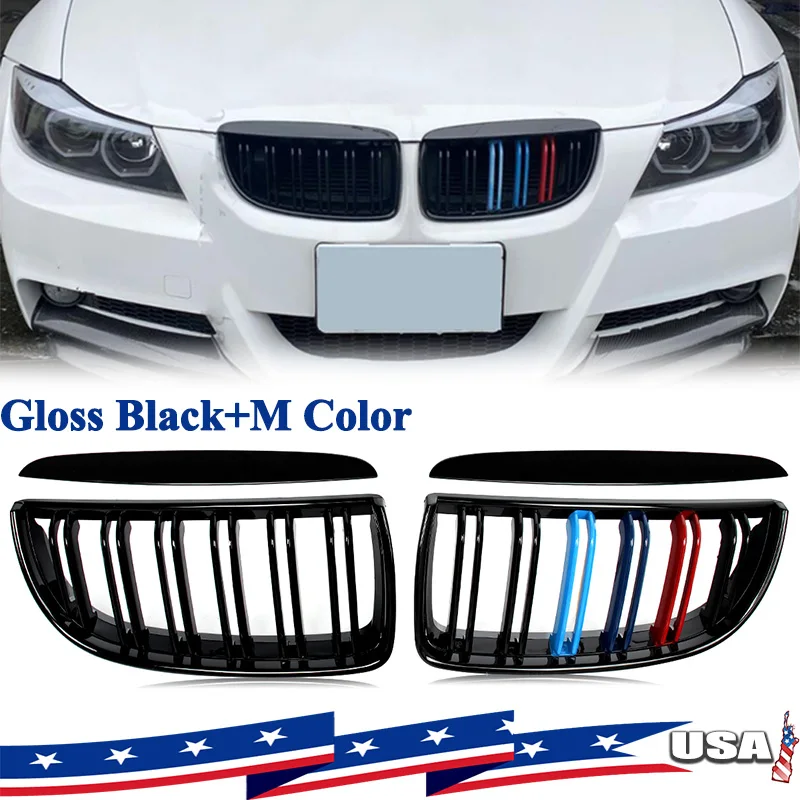 

Для BMW 3 серии 2005 2006 2007 2008 E90 E91 323i 328i 335i передняя решетка почек M-цвет глянцевый черный