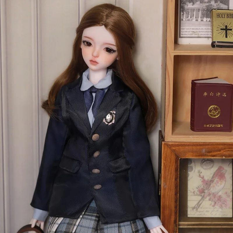 Celia Bjd Doll 1/4 Fullset Barly Royal College JK Uniform Blue Suit Pleated Shirt Mary Jane Shoes Toy for Girl Shugafairy