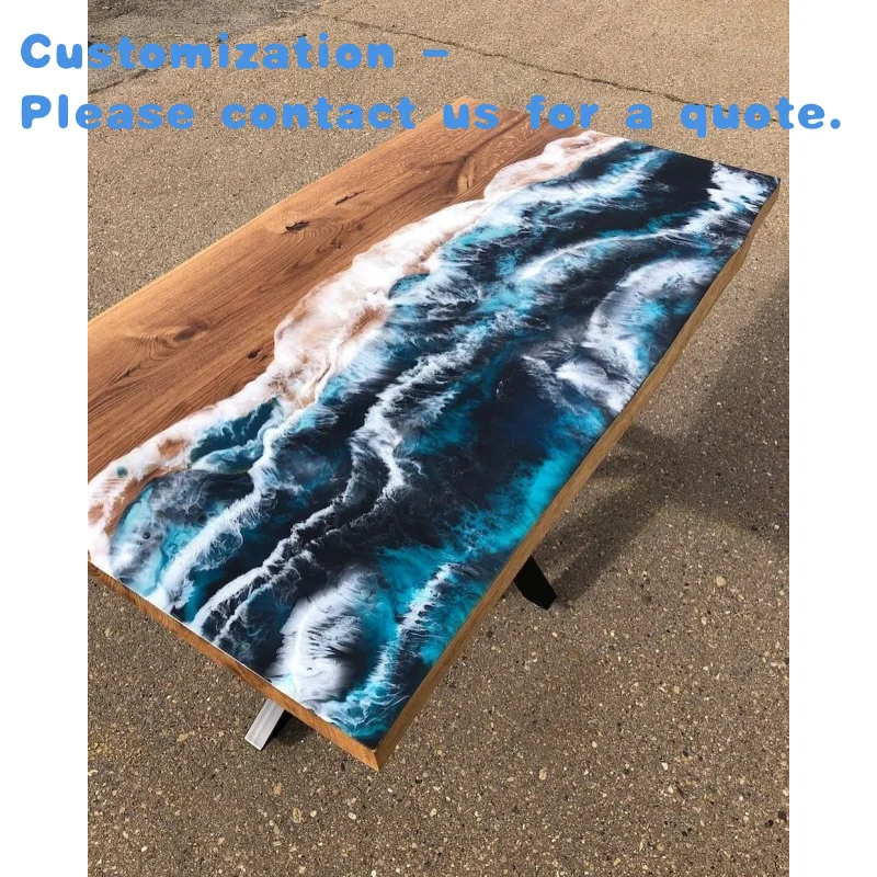 custom.Luxury Handcrafted Custom Epoxy Resin Ocean River Tables  a Blend of Contemporary Aesthetics and Artisanal Craftsmanship