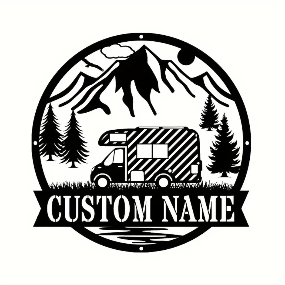 CIFbuy 2D Flat Custom Camper Metal Sign Outdoor Camping Wall Art For RV Lovers Indoor Outdoor Decor No Electricity Needed