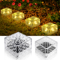 4pcs Solar Brick Lights Landscape Path Light Garden Decoration Yard Paver Road Lighting Recessed Paver for Garden Pathway Patio