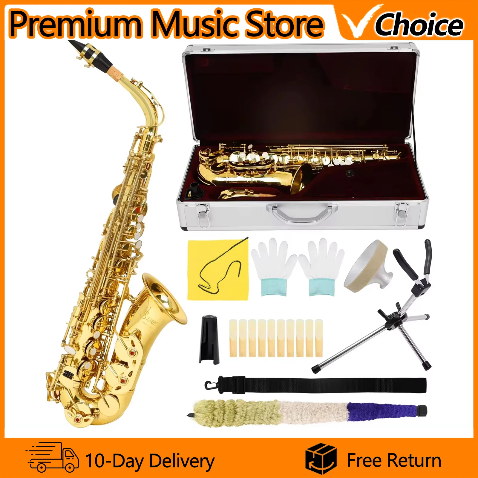 SLADE Eb Alto Saxophone Brass Body Saxophone High Quality Saxophone Professional Instruments With Case Reed Sax Accessories