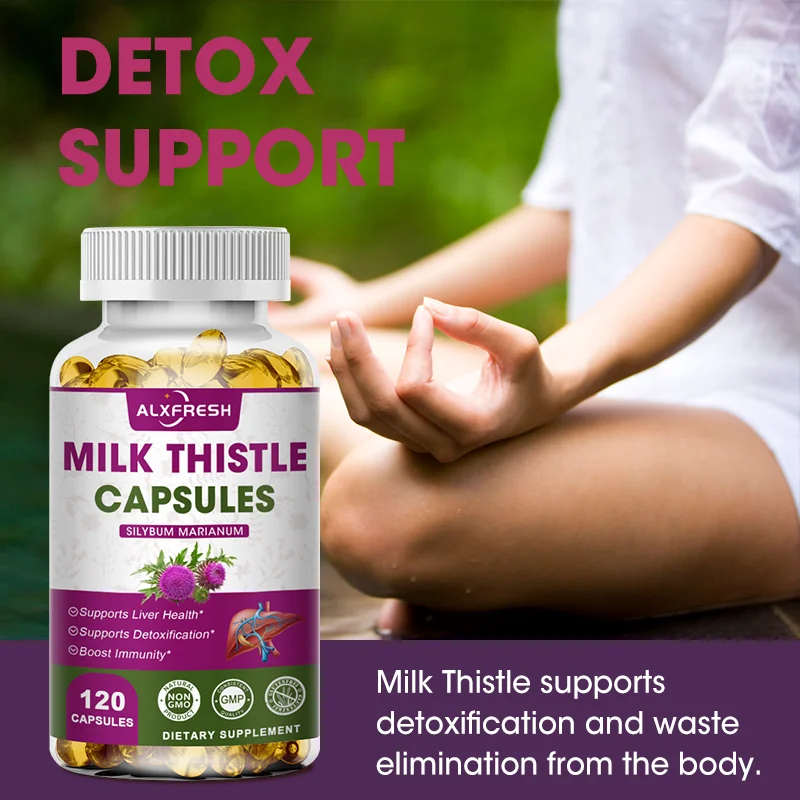 Organic Milk Thistle Extract 1000mg Capsule & Dandelion for Antioxidant Detox Support Liver Health Function Herbal Supplement
