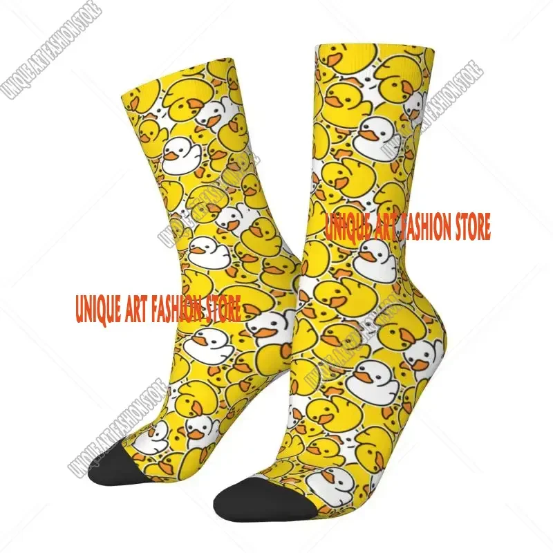 Cute Rubber Ducks Pattern Men's Crew Socks Unisex Funny Non-Slip Funny Crazy Socks