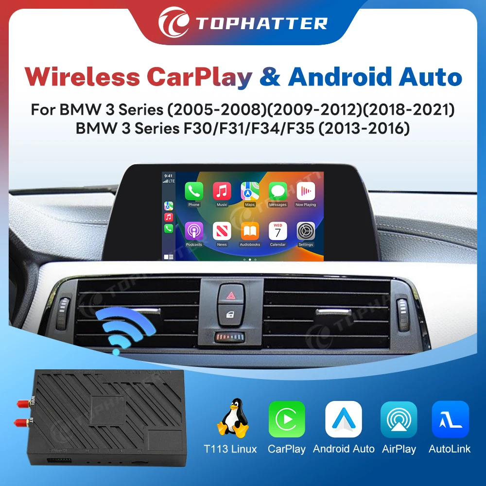 

Wireless CarPlay Android Auto Box for BMW 3 Series F30 F31 F34 F35 NBT CIC CCC System Wireless Adapter Plug Play Original Screen