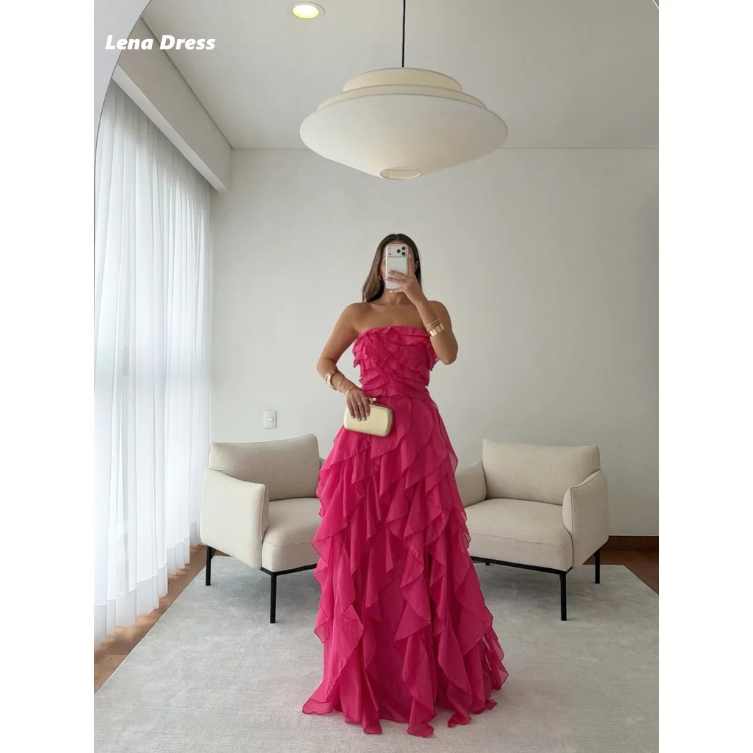 Lena Multi-layered Evening Dresses for Luxury Party Dress Customized Crimson Formal & Evening Gowns Sleeveless Ball Gown Dress