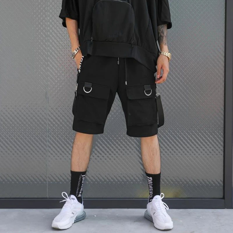 Bermuda Short Pants For Men With Draw String Mens Cargo Shorts Black Half Trend Popular Harajuku Loose New In Casual Baggy Jorts