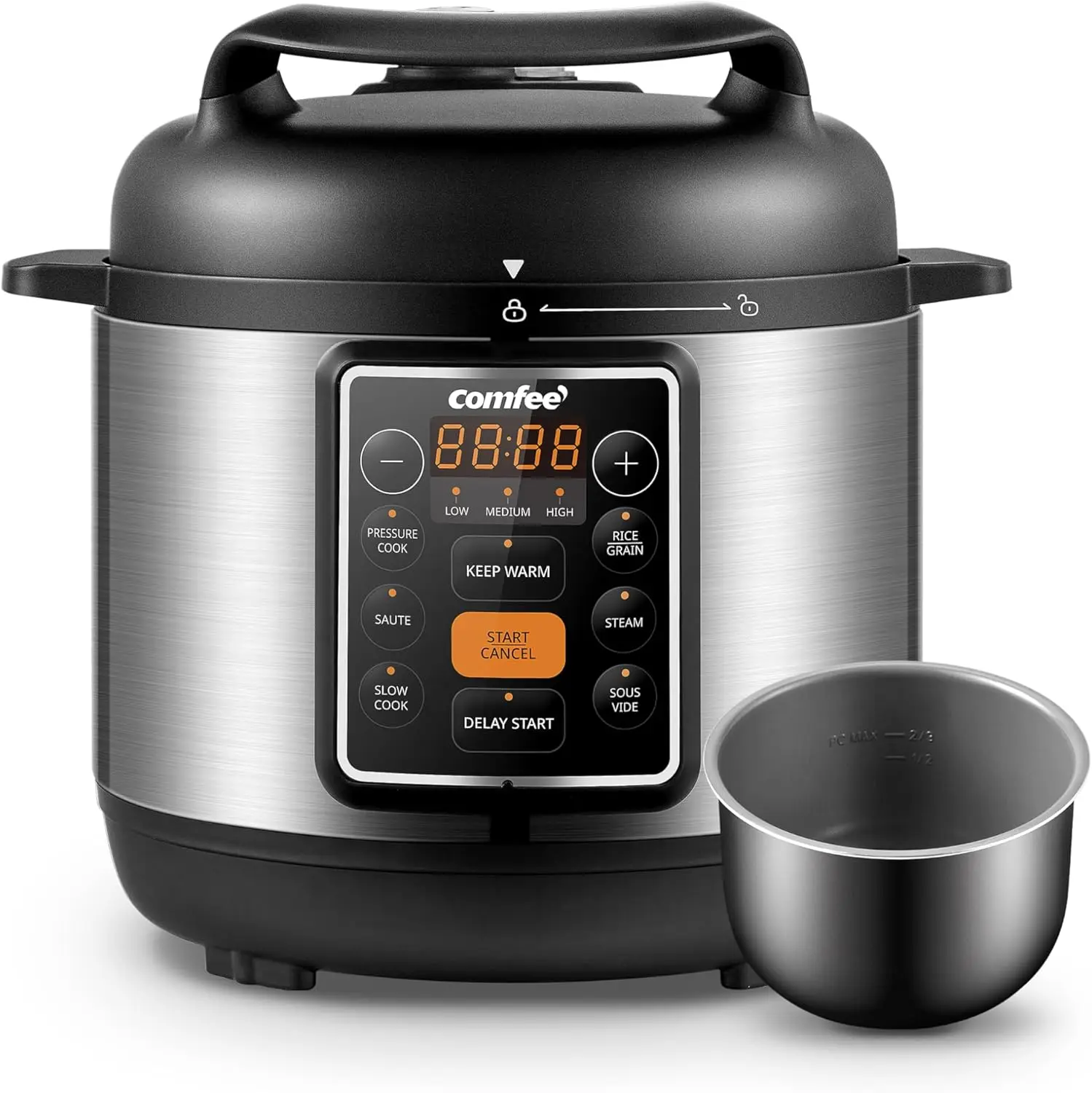 Media&COMFEE 6 in 1 Multi Function Electric Pressure Cooker, Multi Use Yogurt Maker & Rice Cooker with Non-Stick Inner Pot, Supports Pressure Cooking, Stewing and Steaming Functions, Ideal for Home Kitchens and Small Restaurants, Easy to Clean