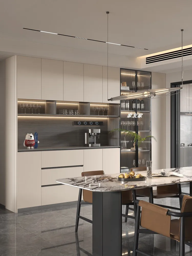 

Arc solid wood dining side cabinet integrated wine cabinet against the wall living room kitchen household storage cabinet