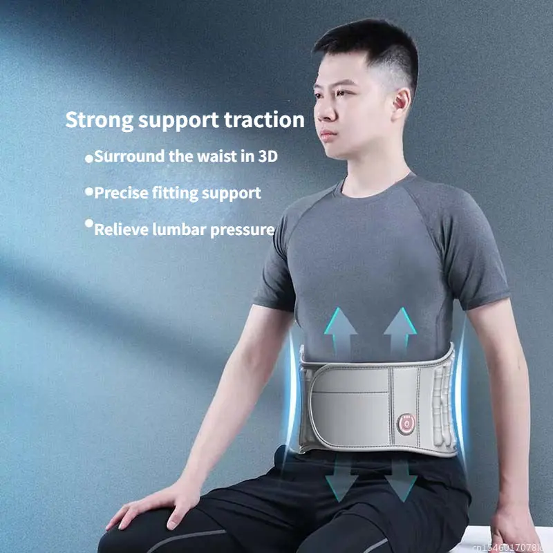 Youpin พองเข็มขัดสีแดงความร้อนการสั่นสะเทือนนวดถุงลมนิรภัยสนับสนุนกลับ Relief ที่พยุงเอวเข็มขัดรัดหน้าท้องปวด Relief