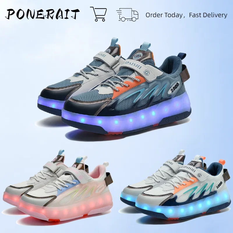 

Four-Wheeled Convenient Sports Wheel Shoes For Girls, Double-Wheeled Luminous Skates, Invisible Children's Skates