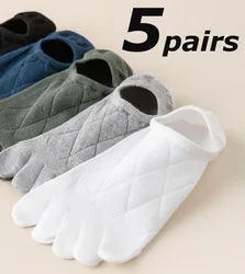5Pairs Spring Summer Thin Breathable Invisible Five Finger Men's Socks Elastic Cotton 5 Toe Socks Low Cut No Show Boat Socks