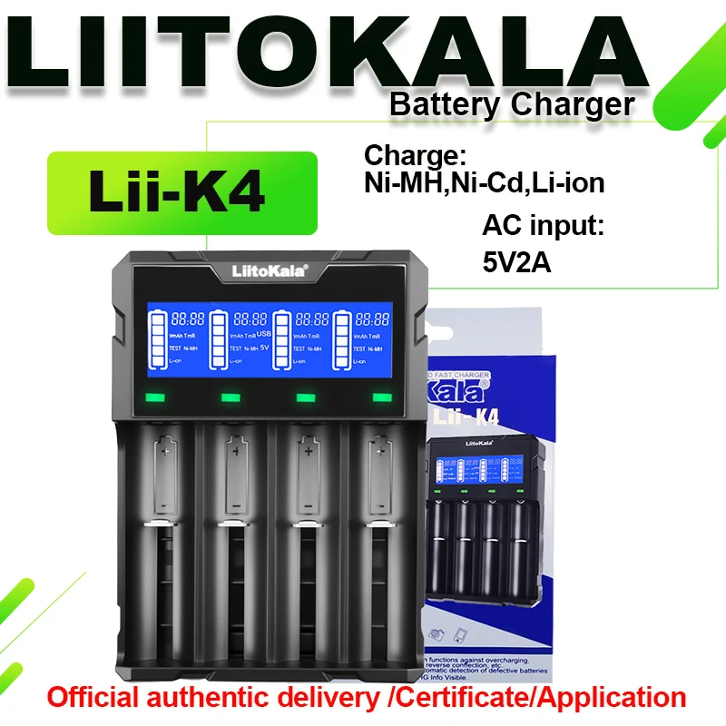 

1-10pcs LiItoKala Lii-K4 21700 26650 AA Rechargeable Lithium Batteries Smart LCD Battery Charger For