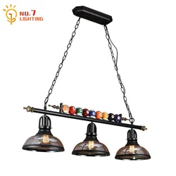 American Vintage Billiard Pendant Lights Retro Industrial Hanging Lamp Art Decor Restaurant Cafe Loft Salon Studio Homestay Bar