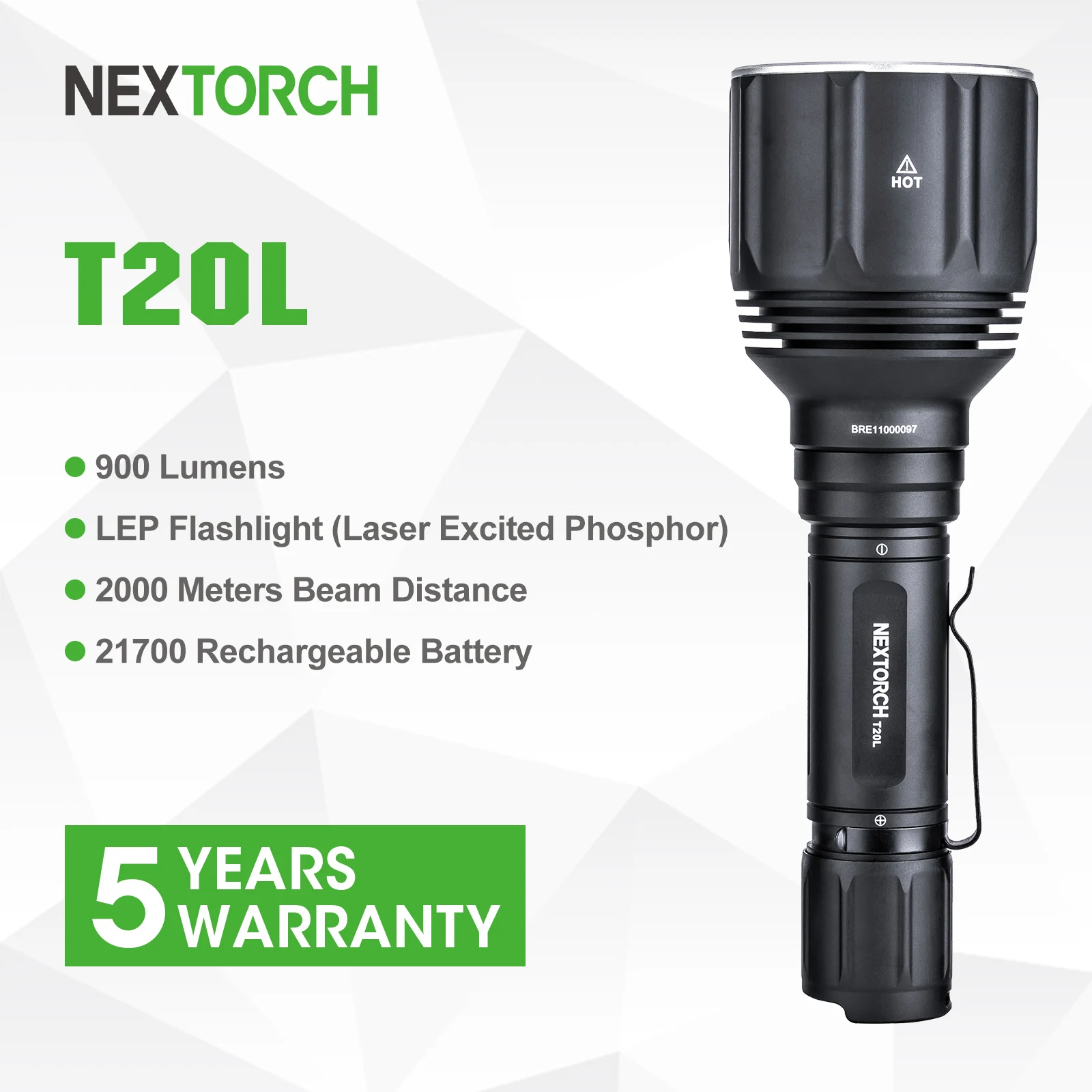 Nextorch T20L, LEP Flashlights 2000 Meters Rechargeable Military Searchlight Emergency Spotlights