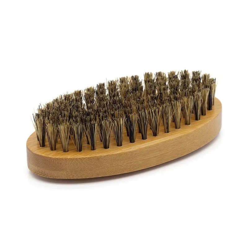 Men Boar Hair Bristle Beard Mustache Brush Hard Round Wood Handle Comb Shaving Brush