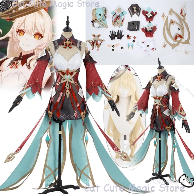 Disfraz de Alice Game Genshin Impact, vestido negro naranja, peluca marrón Lolita, ropa para niña y mujer, Carnaval de Navidad y Halloween