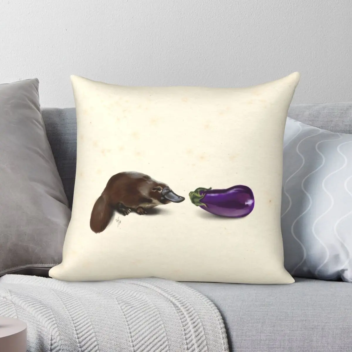 Platypus Makes A Friend Square Pillowcase Polyester Linen Velvet Printed Zip Decor Throw Pillow Case Car Cushion Cover