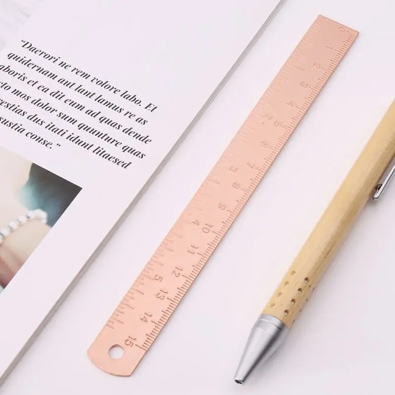 Vintage miedziana mosiężna linijka zakładka etykieta zakładka do książki kartografia malowanie Measuri