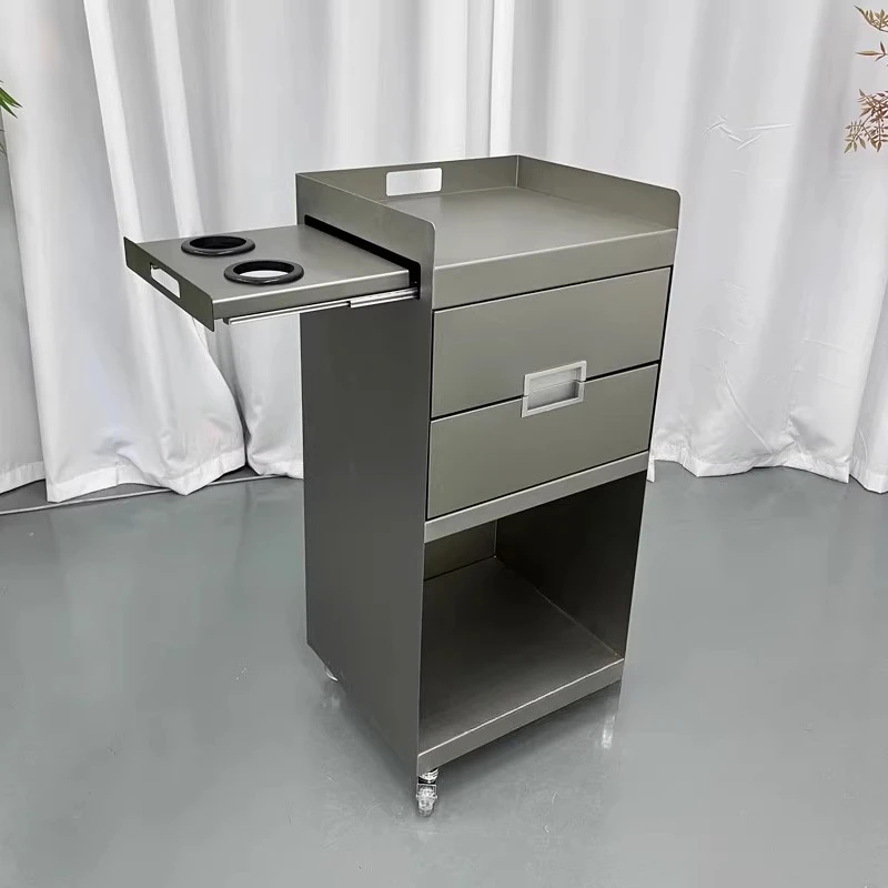 Spezifischer multifunktionaler Schneidwagen für den Friseursalon, beweglicher Aufbewahrungsschrank, Werkzeugschrank aus Edelstahl, Carrello-Möbel