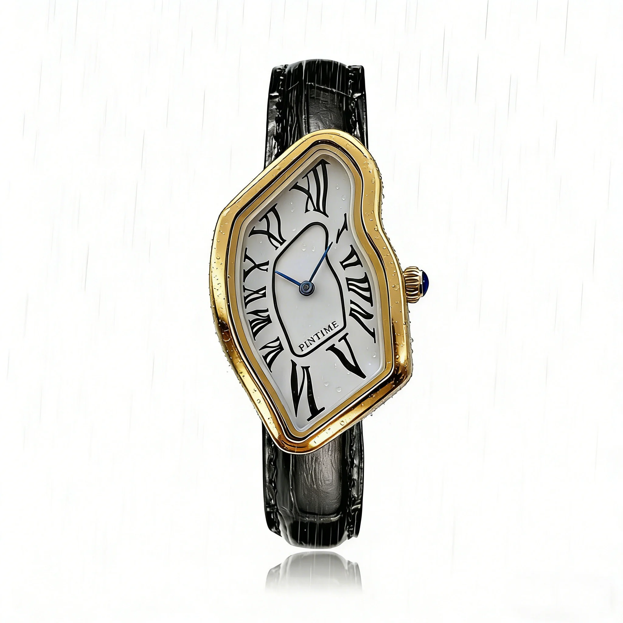 Surrealistische kunst-smeltklokhorloge Uniek zacht quartz polshorloge met lederen band Creatief modehorloge voor heren en dames