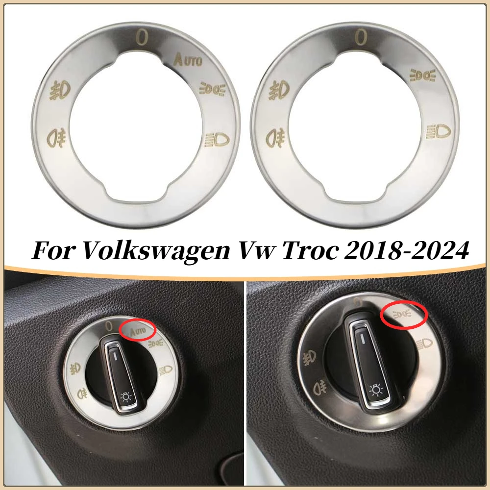 Embellecedor de cubierta de interruptor de ajuste de faros de coche para Volkswagen Vw T-roc 2018-2022 2023 2024 Amarok 2018-2021 2022 LHD de acero inoxidable