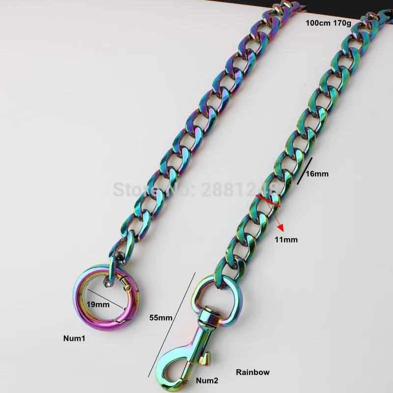 Width 11mm Rainbow chain bags purses strap accessory factory quality plating cover wholesale Flat chain