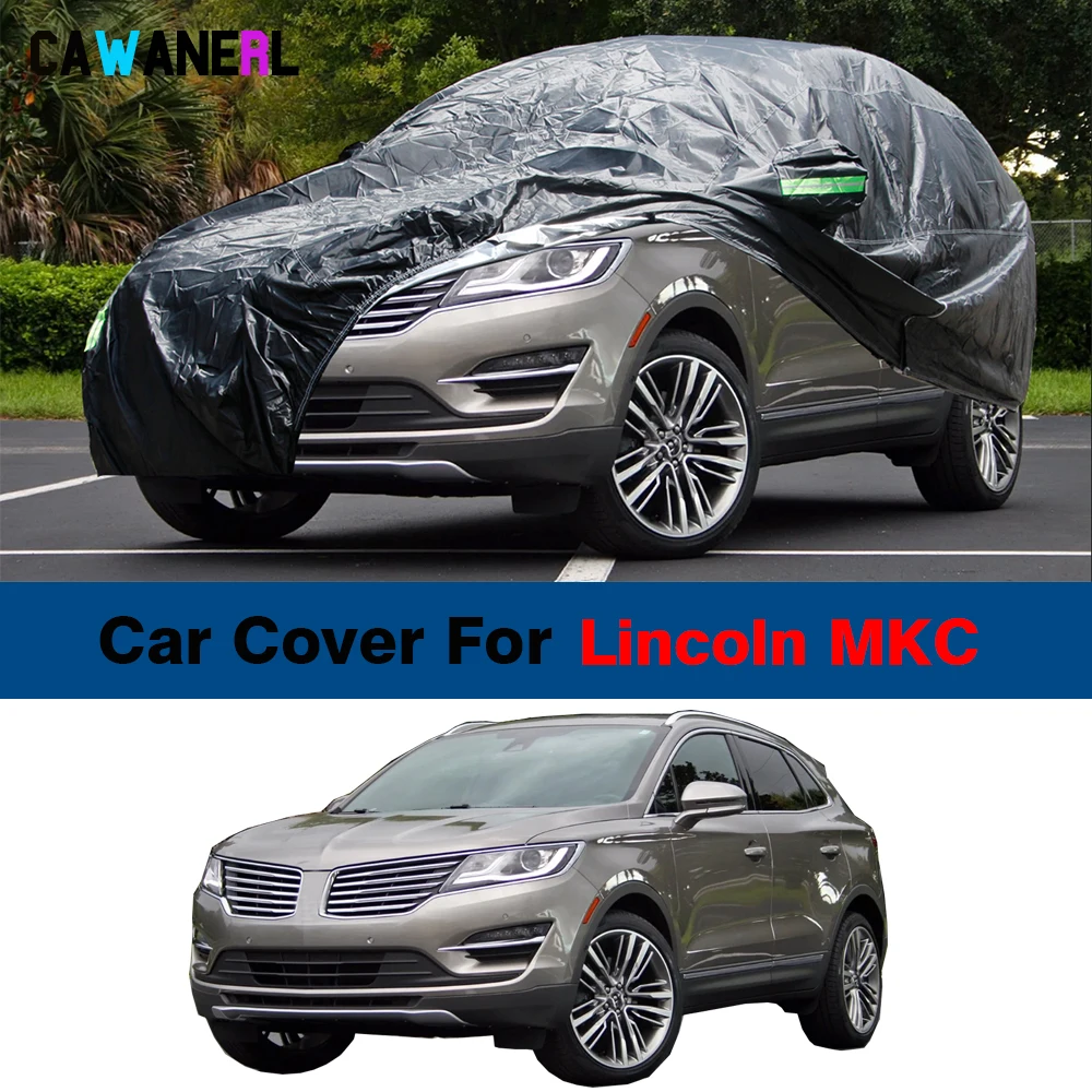 

Полностью черный автомобильный чехол для Lincoln MKC 2014-2023, водонепроницаемый, с защитой от УФ-лучей, солнца, дождя, снега, пыли, ветрозащитный чехол для внедорожника