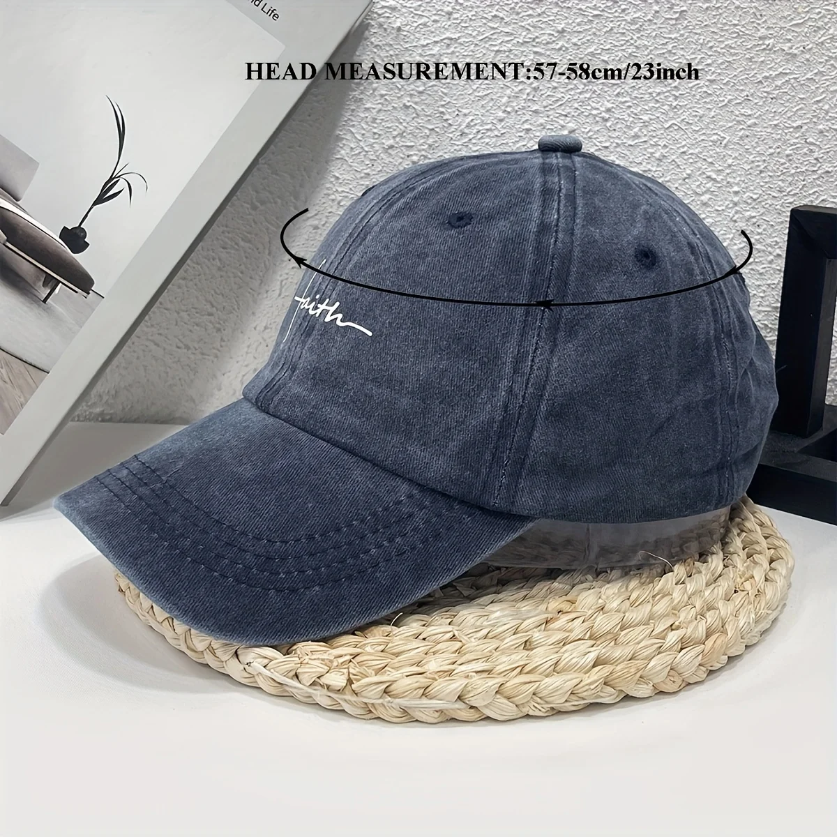 1pc Faith Printed Retro Street Style Distressed Men Women Baseball Cap for Women,summer Casual Outdoor Ideal Match Flat Caps view 2