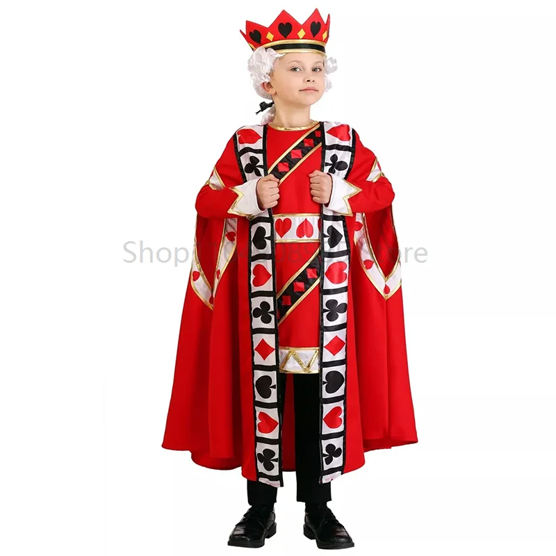 

Children King Costume with Crown Cape Children's Royal Poker Theme Clothing Set Outfit Party Stage Dress Up