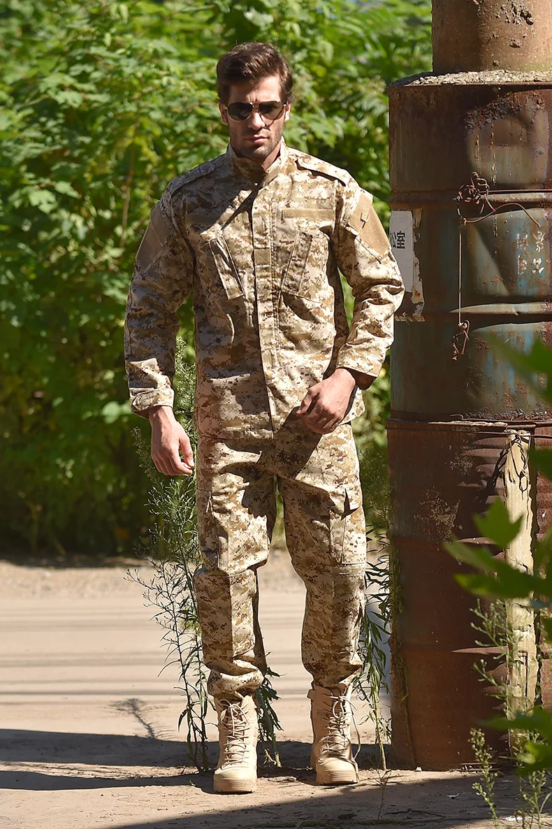 Outdoor Tactical Camouflage Suit Set Quick Drying Breathable Wear-resistant Sweat Wicking Work Set Cycling Hiking Training Kit