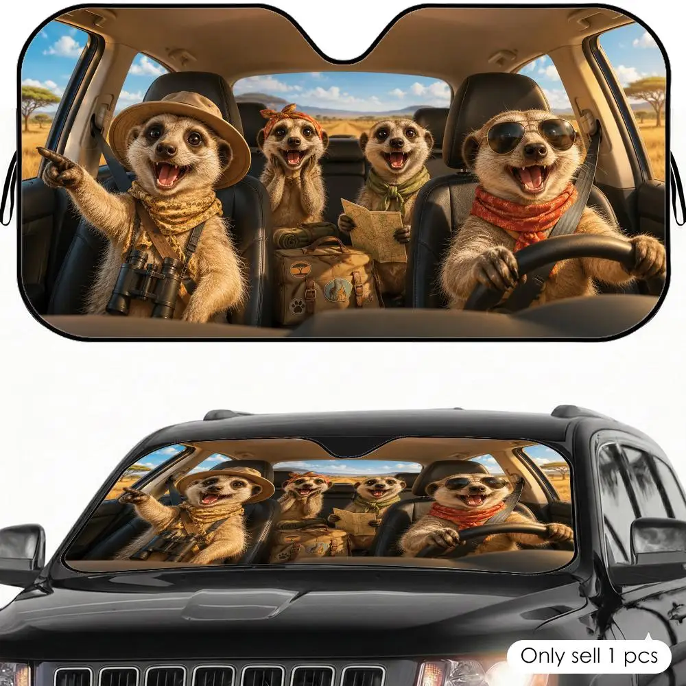 

Meerkat Cowboy Squad Sun Visor Car Sun Shade Front Windshield Coverings Blocker Auto Protector Window Visor Screen Cover