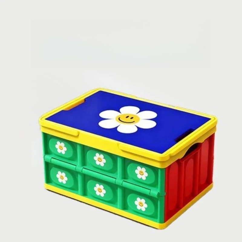 Flower pattern, folding storage box, outdoor camping suitcase, car home